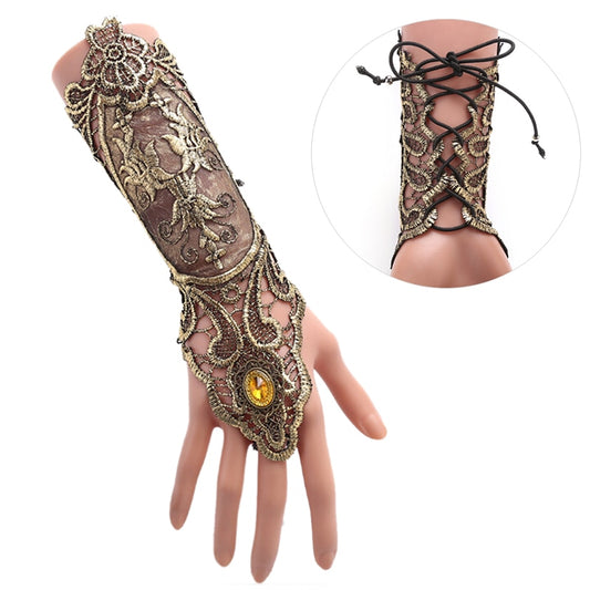 1pc Gothic Steampunk Lace Cuff Fingerless Glove Arm Warmer Bracelet Black