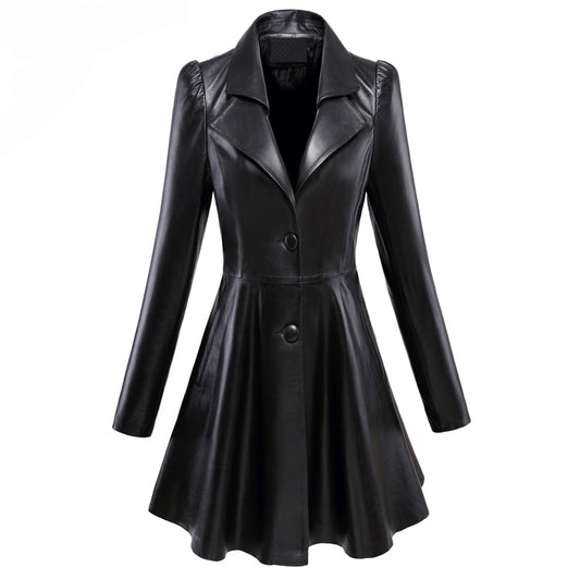 Black Elegant leather blazer slim fit