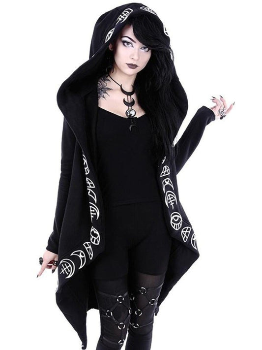 Gothic Punk Black Long Women Hoodies Sweatshirts