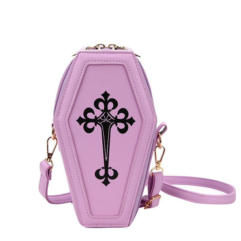 Gothic Coffin Cross Designer Women Girl Black Shoulder Crossbody Bag Messenger Bags