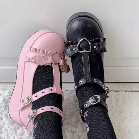 Womens Platform Shoes 2022 New Ladies Lolita Shoes Thick Heels Cute JK Retro Harajuku Plus Size 43 Punk Shoes Zapatos De Mujer