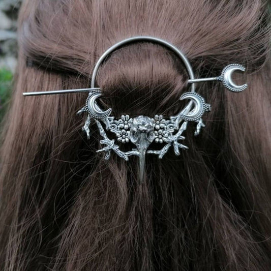 3 Styles Unique Vintage Crow Witch Hair Stick Viking Dragon Moon y2k Accessories Also Can Be Brooch