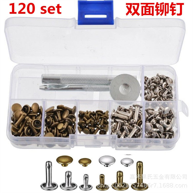 Metal Double Cap Rivets Studs Round Rivet for DIY Leather Craft Bag Belt  Clothing Garment Shoes Pet Collar Fixing Tools